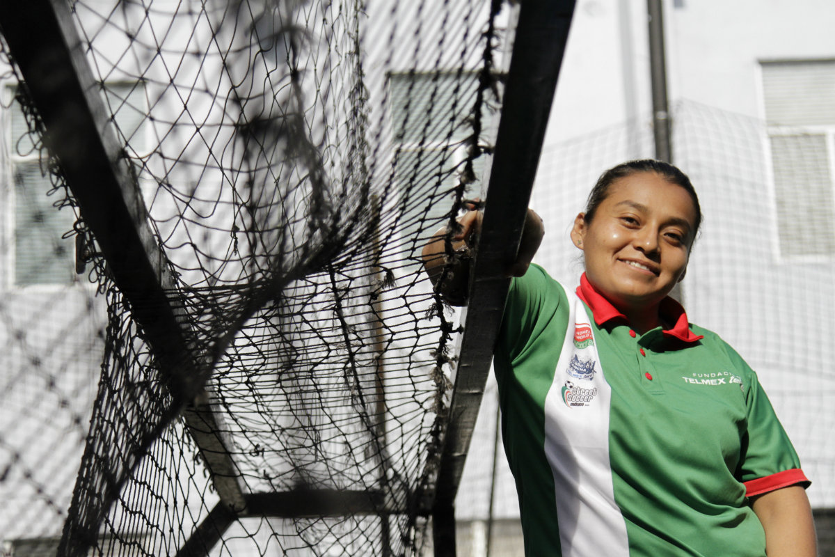Élvira Tiburcio, portera de la selección mexicana en la Homeless World Cup (Santiago Chaparro)
