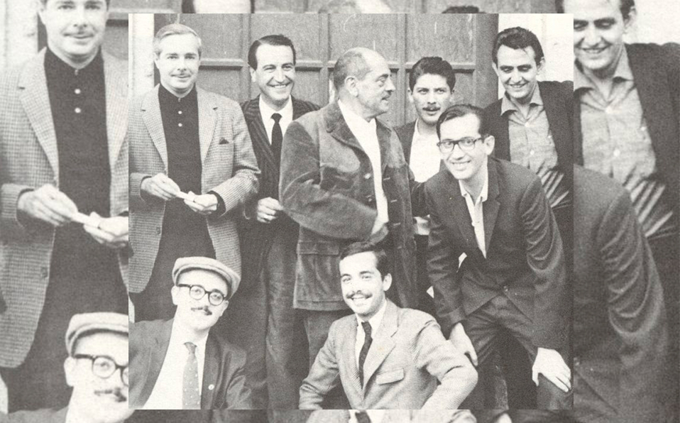 Jomí García Ascot, José Luis González de León, Luis Buñuel, Gabriel Ramírez, Armando Bartra y José de la Colina. Abajo Salvador Elizondo y Emi