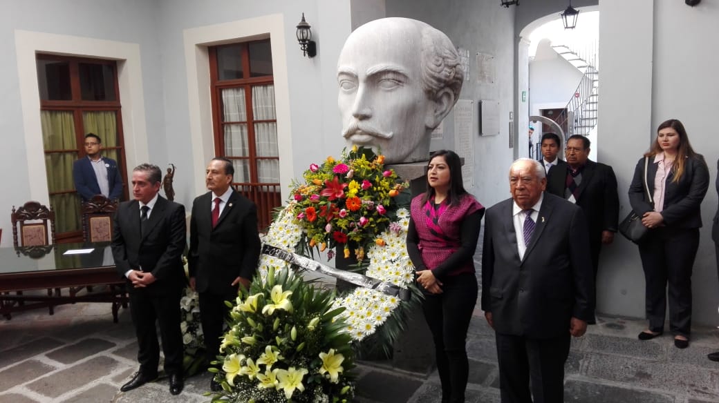 Claudia Rivera, presidenta municipal de Puebla, durante concmemoración de la Revolución Mexicana (Elena Domínguez)