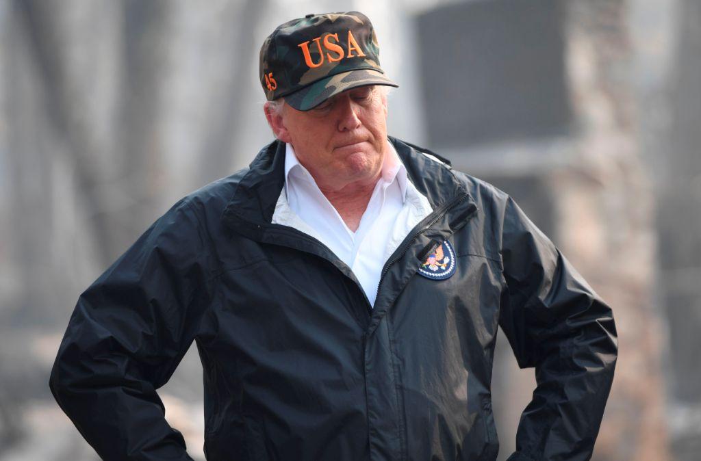 Donald Trump visitó las zonas afectadas por el indendio de California. (AFP)