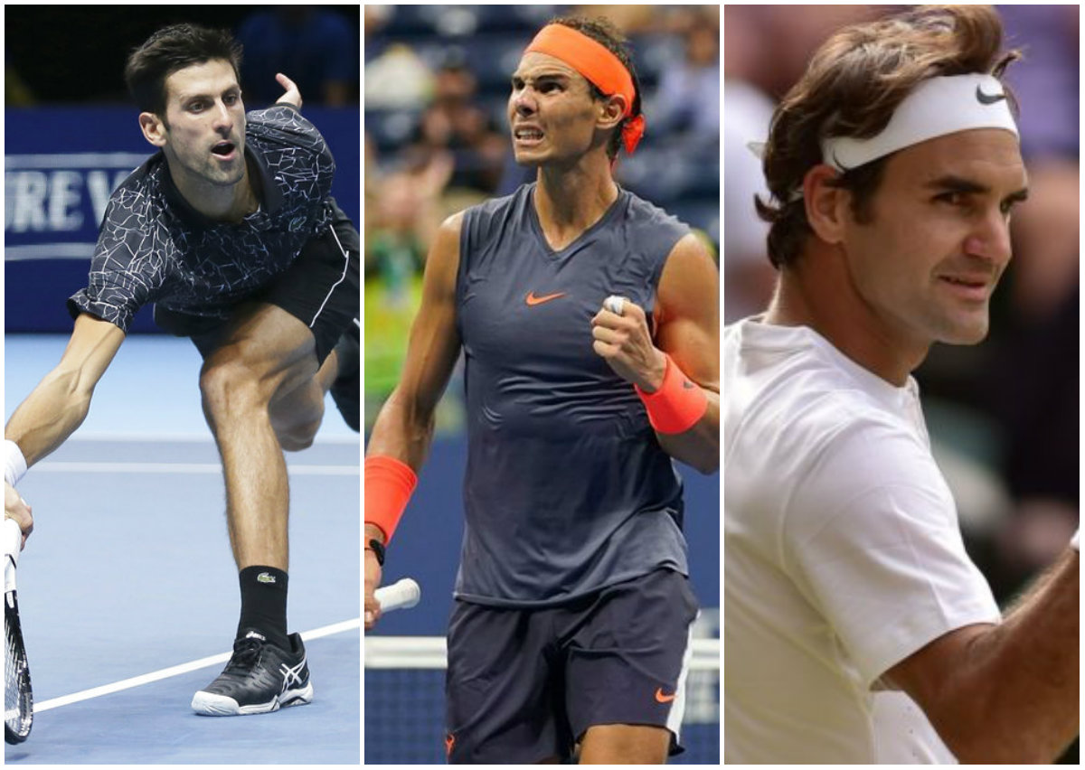 Novak Djokovic, Rafael Nadal y Roger Federer (AP/AFP)
