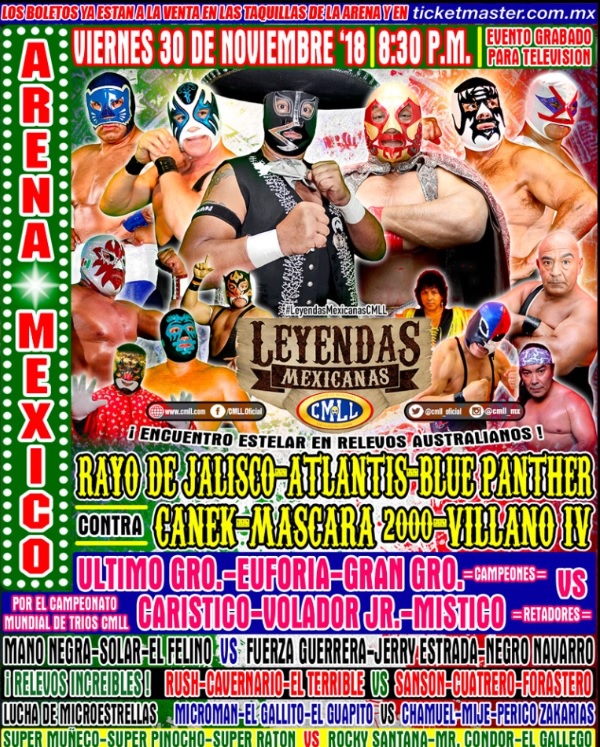 La cartelera del CMLL para este viernes 30 de noviembre (CMLL)