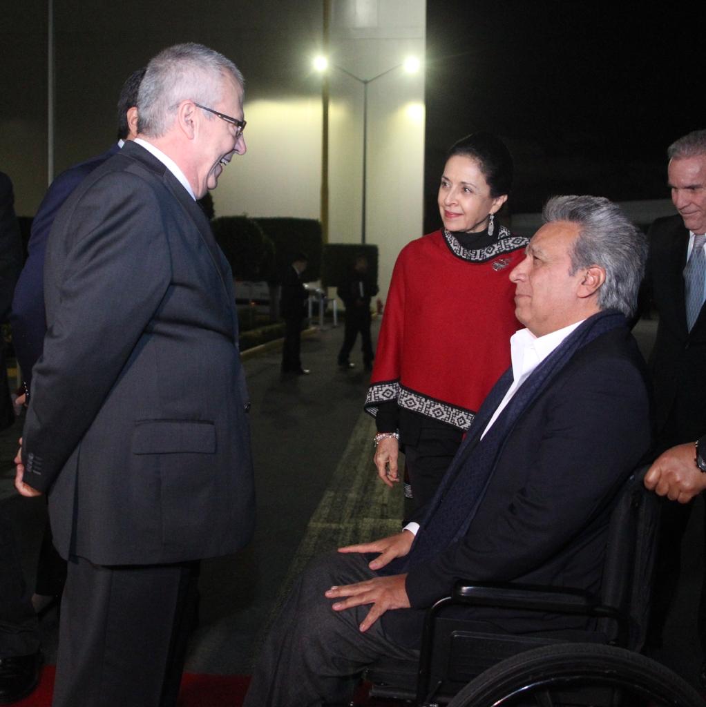 El presidente de Ecuador llegó a México para toma de protesta de AMLO. (@SRE_mx)