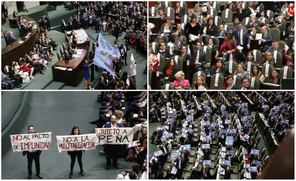 Legisladores protestaron por los 43, Nicolás Maduro, la estrategia de seguridad de AMLO y el gasolinazo. (Héctor Téllez y Omar Franco)