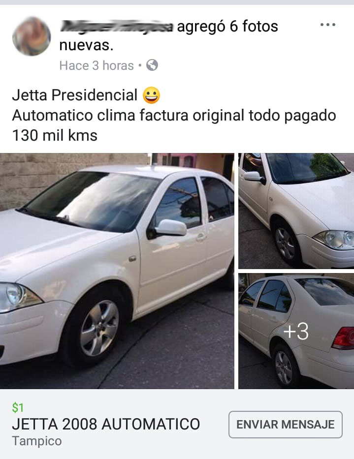 Ofertaron auto parecido al de AMLO.