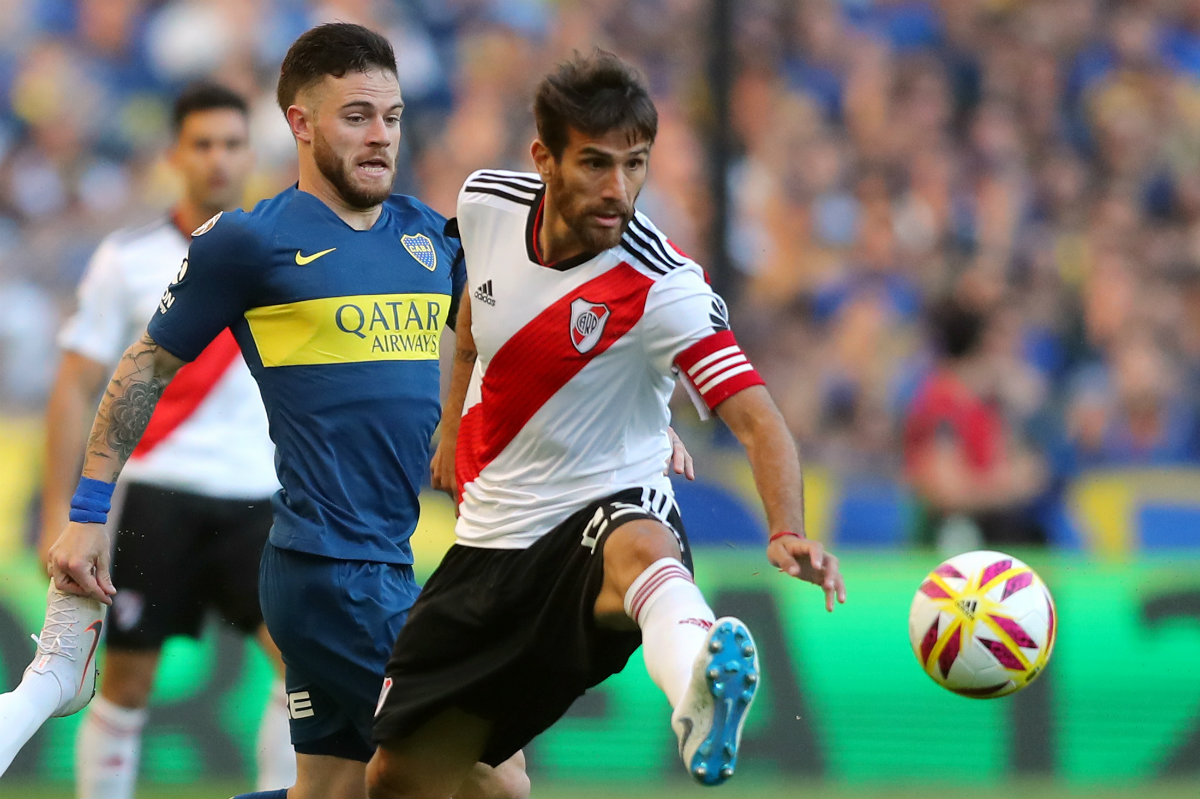 Boca Jrs. y River Plate empataron 2-2 en el partido de ida de la Final de la Copa Libertadores (Reuters)
