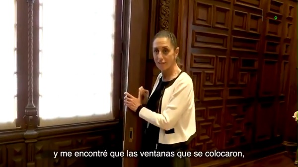 Sheinbaum aseguró que los ventanales blindados fueron colocados en 2013. (Captura de video)