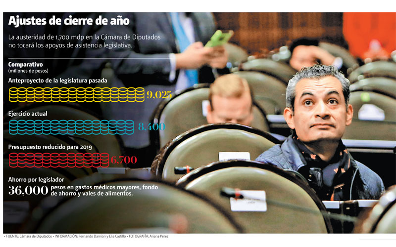 La austeridad de 1,700 mdp en la Cámara de Diputados no tocará los apoyos de asistencia legislativa. (Ariana Pérez/Gráfico: MILENIO)