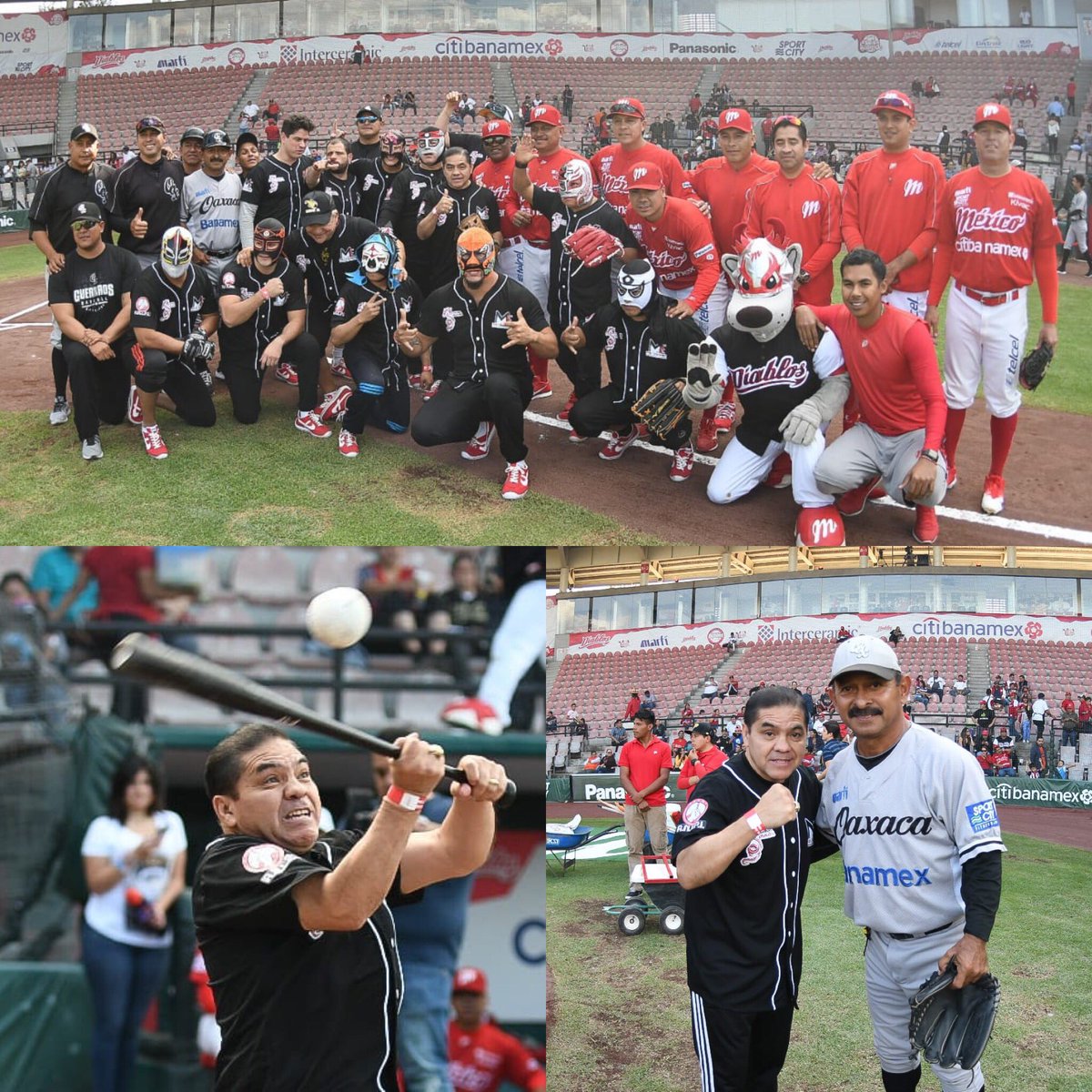 Diablos Rojos y deportistas se enfrentaron en el Fray Nano (Twitter @ChiquitaGlz)