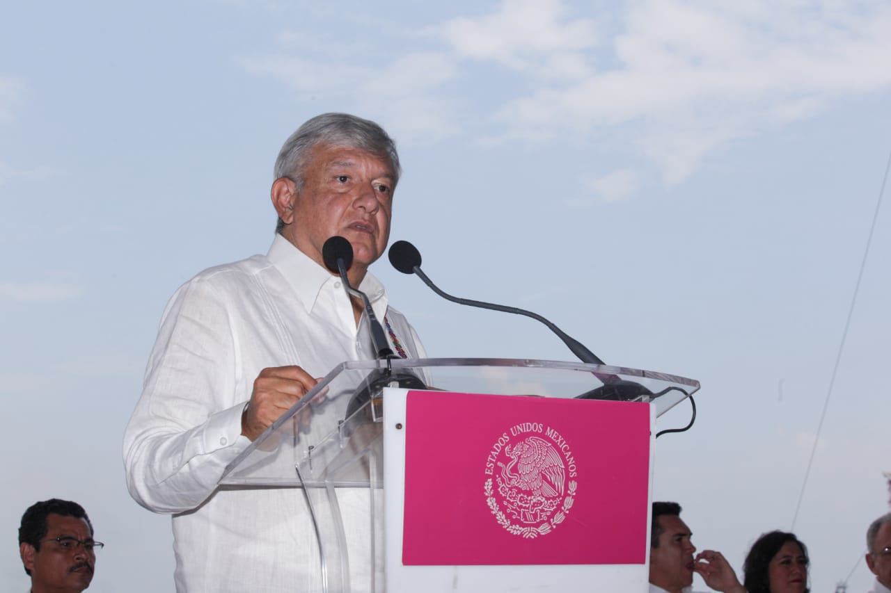 López Obrador en Dos Bocas, Tabasco, en donde presentó en Plan Nacional de Refinación (Omar Franco)