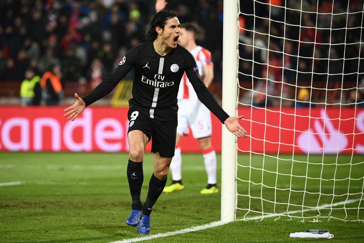 Edinson Cavani en festejo de gol (AFP)