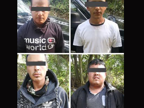 Cuatro de los seis detenidos en el narcocampamento en Linares. (Foto: Especial)