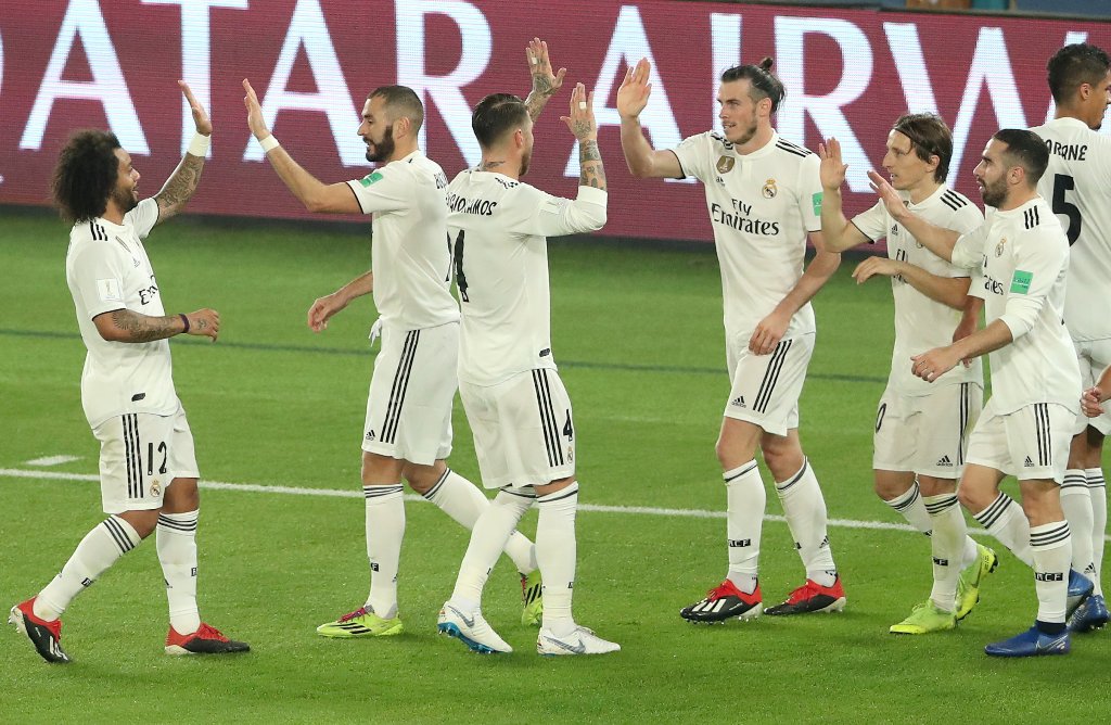 Jugadores del Real Madrid en festejo de gol (Reuters)