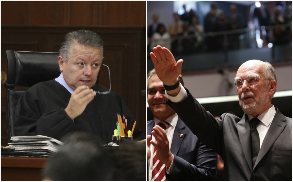 Arturo Zaldivar felicitó al nuevo ministro de la Corte. (Cuartoscuro/Javier Ríos)