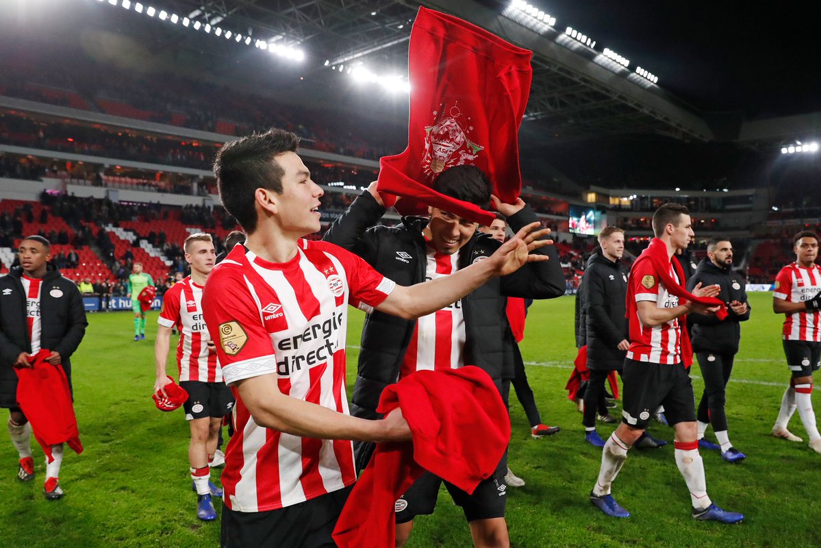 Hirving Lozano y Erick Gutiérrez fueron titulares en la victoria del PSV (Twitter @PSV)