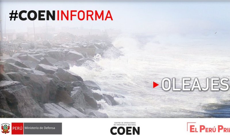 La marina peruana había alertado hace una semana sobre el riesgo de oleajes anómalos. (Tomada de @COENPeru)