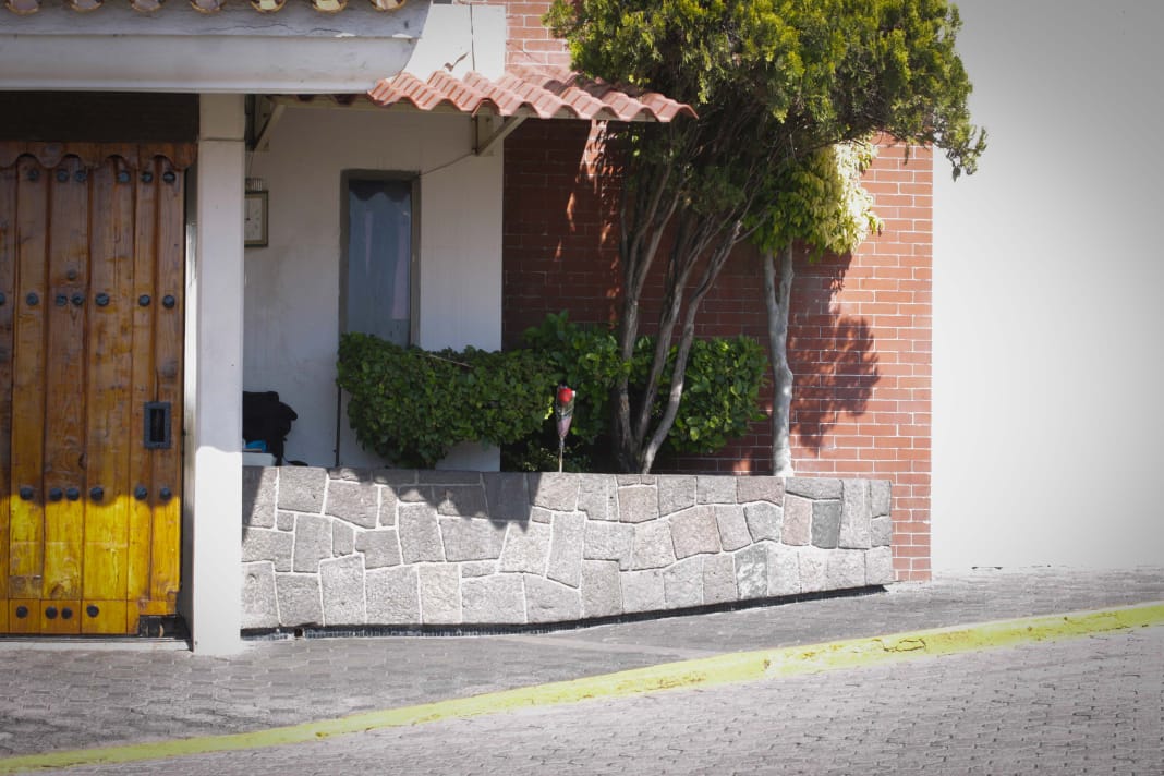 Una flor se mantiene en la entrada principal de Casa Puebla en recuerdo a Martha Erika Alonso y Rafael Moreno Valle. (Miguel Romero)