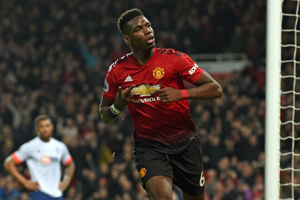 Pogba tuvo una actuación destacada en el triunfo del Man. United sobre el Bournemouth (AFP)