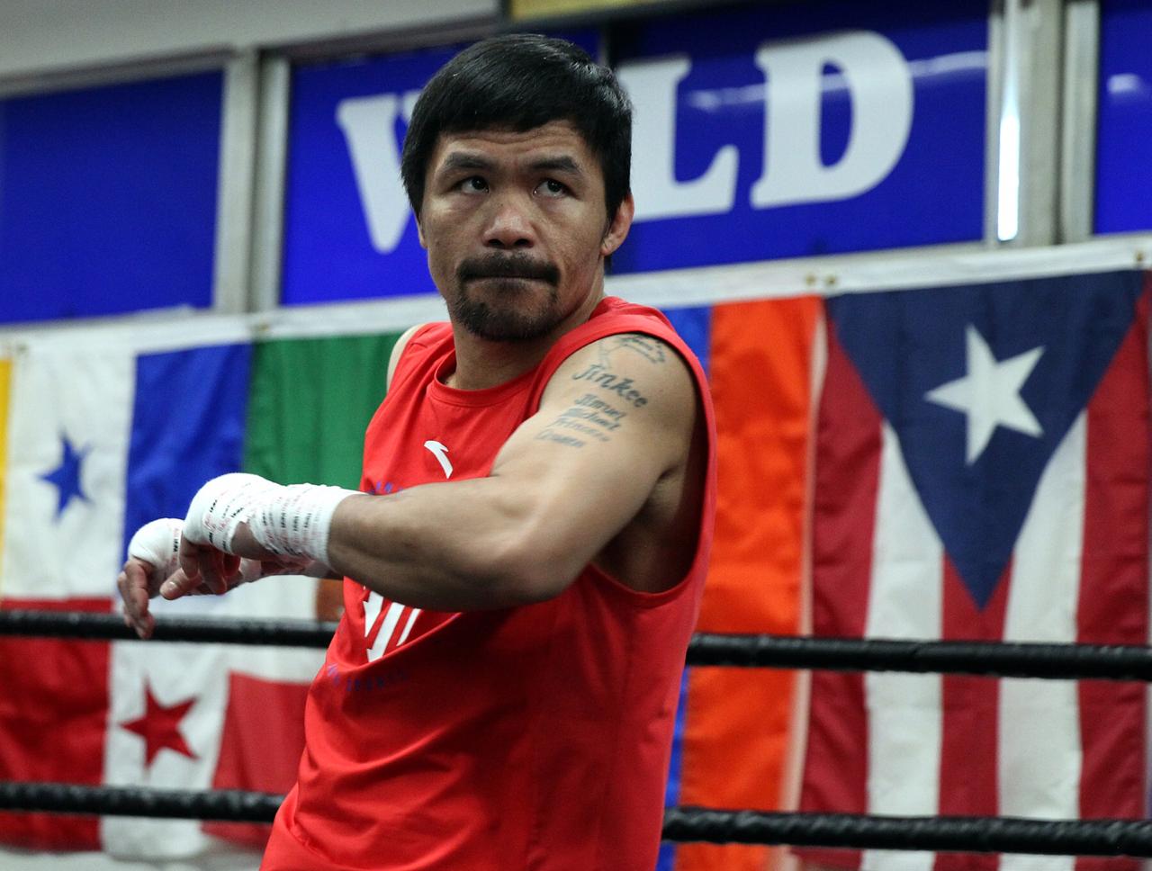 Manny Pacquiao entrenó con la mira en su combate contra Adrien Broner (Chris Farina)