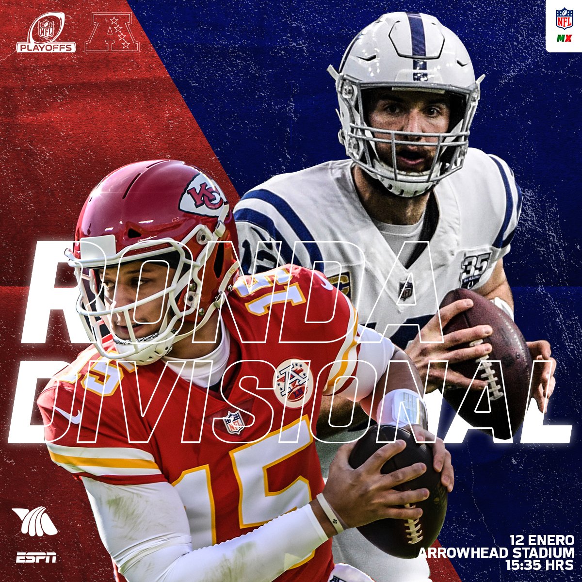 Chiefs de Kansas City vs Colts de Indianápolis (Twitter @nflmx)