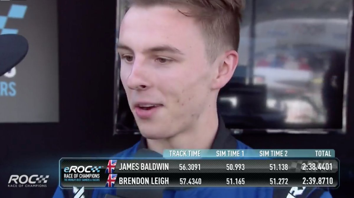 James Baldwin, campeón de eROC 2019 en México (Twitter @RaceOfChampions)