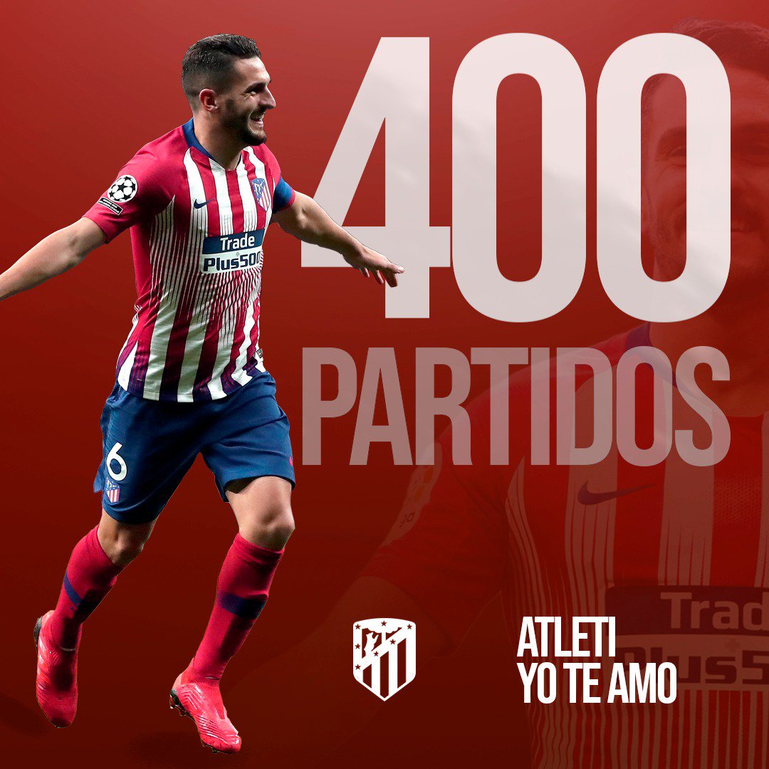 Koke celebra 400 partidos con el Atlético de Madrid (Twitter @Koke6)