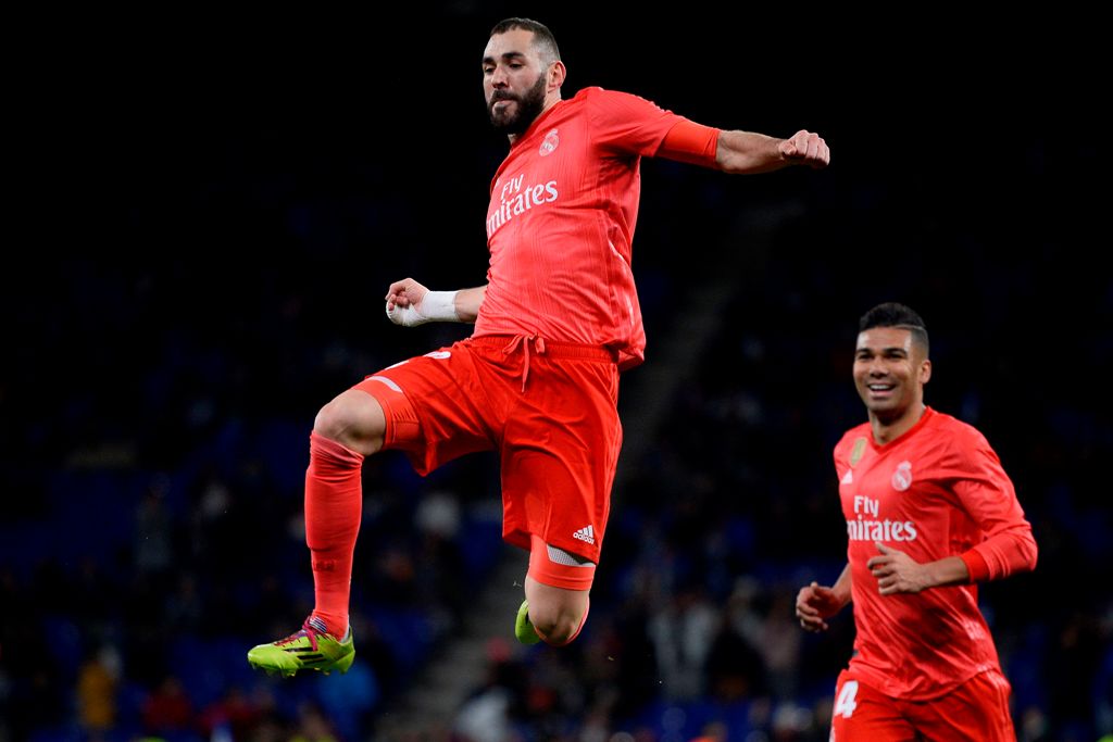 Benzema anotó un doblete en el triunfo del Madrid (AFP)