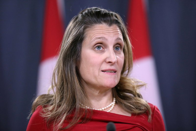 La ministra de Relaciones Exteriores, Chrystia Freeland.