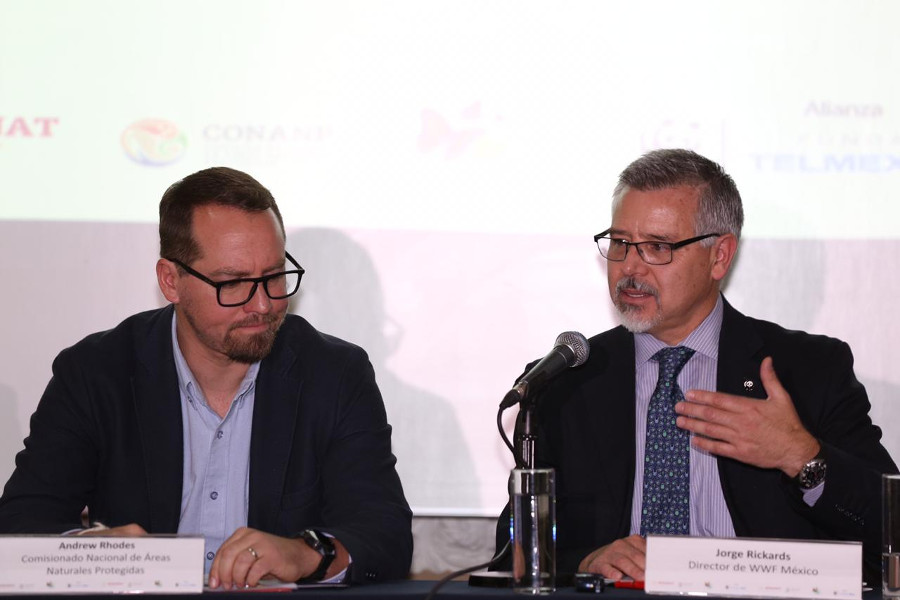 Andrew Rhodes, Comisionado Nacional de Áreas Protegidas y Jorge Rickards, WWF (Nelly Salas)