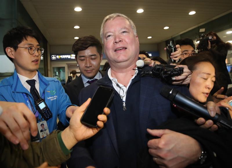 Stephen Biegun a su llegada al Aeropuerto Internacional de Incheon, al oeste de Seúl.