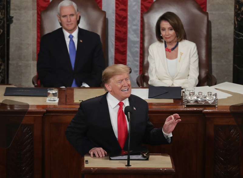 Donald Trump durante su discurso en el Congreso.