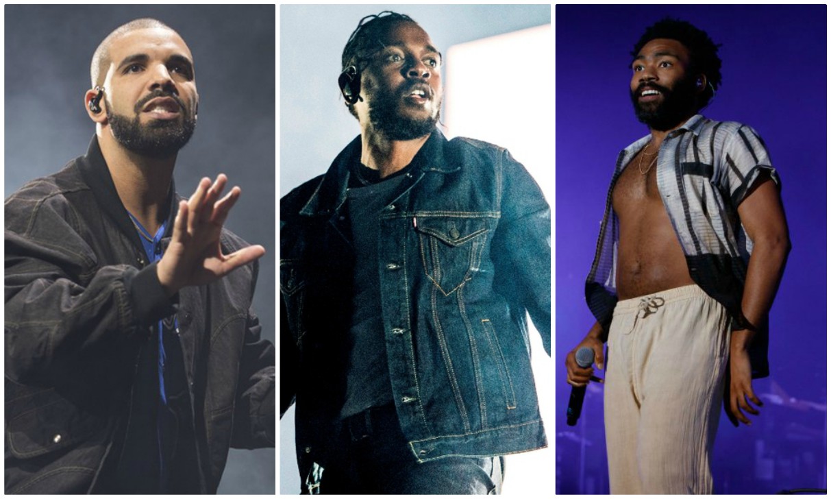 Drake, Kendrick Lamar y Childish Gambino. (Especial)