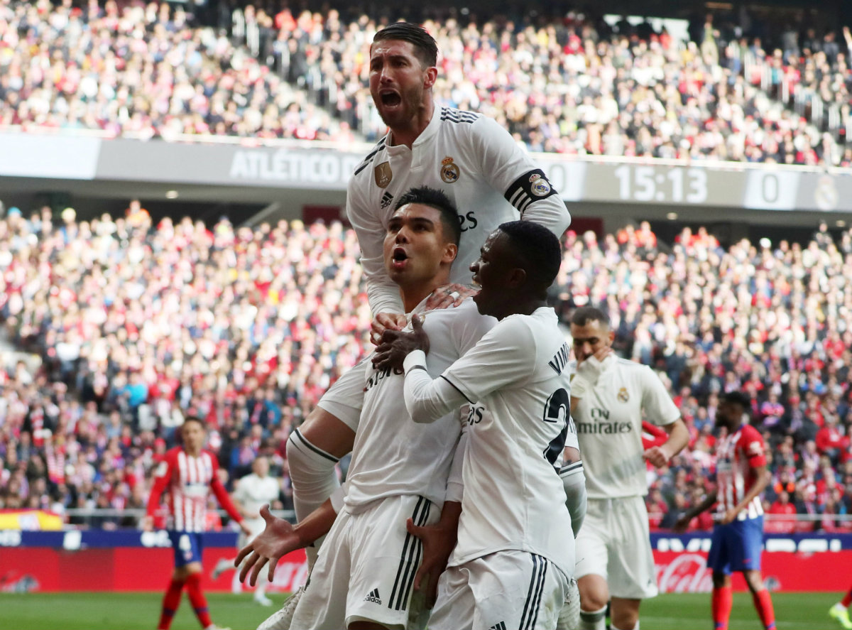 Casemiro abre el marcador en el Atlético de Madrid vs Real Madrid (Reuters)