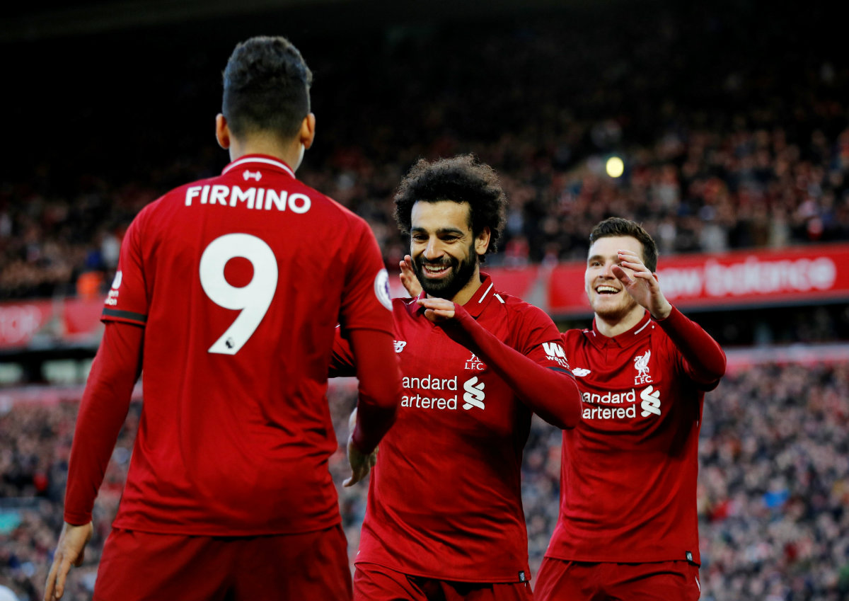 Mohamed Salah anota en la goleada del Liverpool (Reuters)