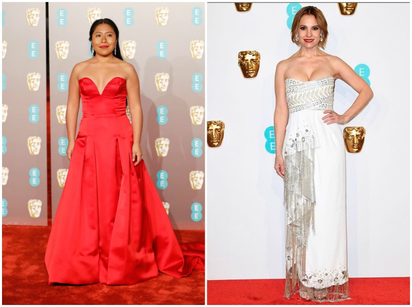 Yalitza Aparicio y Marina de Tavira acudieron a la ceremonia de los premios BAFTA. (AFP/Instagram @sophielopez)