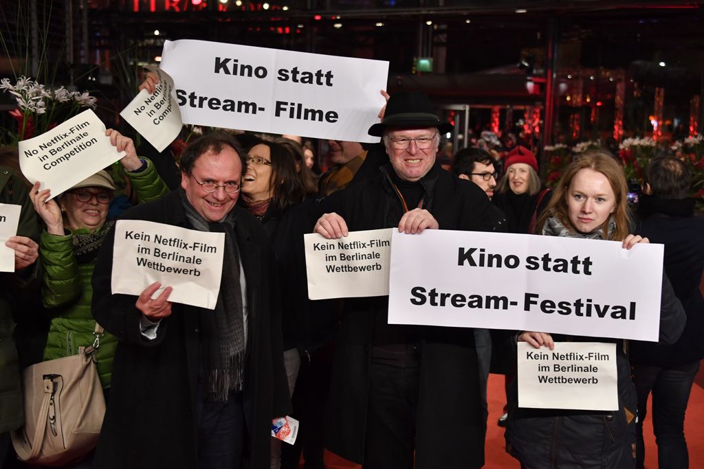 Protestas contra Netflix en la Berlinale. (AFP)