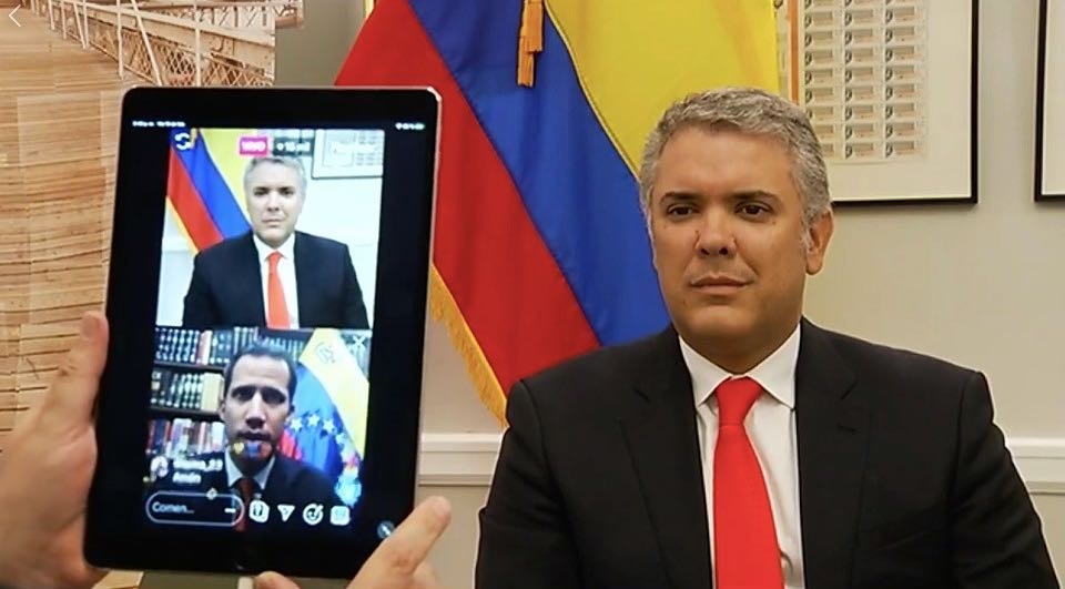 Iván Duque realizó una videollamada a Guaidó para ofrecerle su apoyo respecto al ingreso de la ayuda humanitaria a Venezuela. (Instagram |  ivanduquem