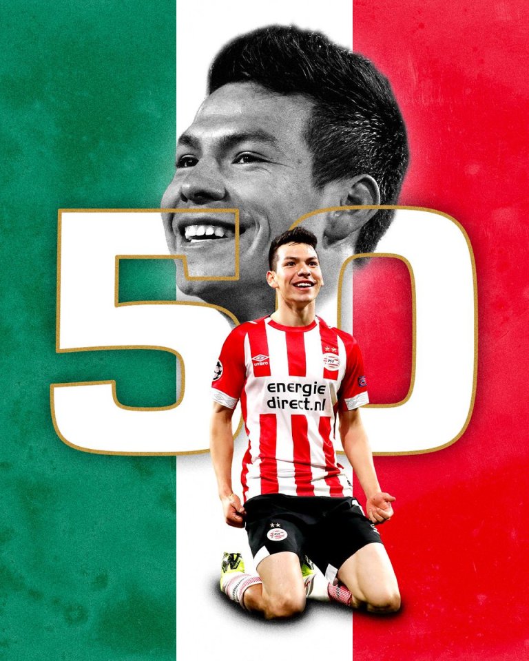 Imagen subida por el PSV festejando al mexicano (Twitter: @PSV)