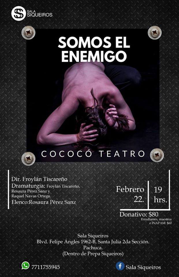 "Somos el enemigo" es una obra española que llega a Pachuca con una sola función este viernes. (Cortesía)