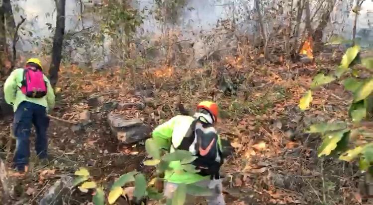 El incendio es controlado por elementos de Protección Civil. (PC Chiapas)
