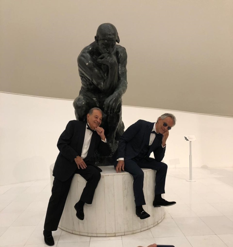 Andrea Bocelli y Carlos Slim. (Cortesía: Grupo Carso)