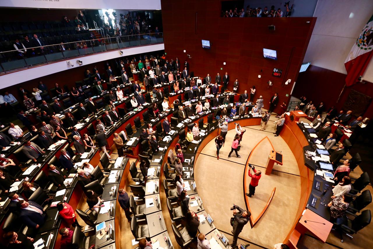 El pleno del Senado guardó un minuto de silencio por el asesinato de Samir Flores/Nelly Salas.