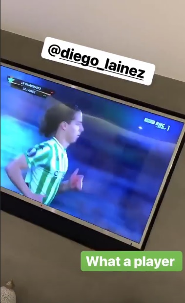 La historia en Instagram de Benjamin Mendy sobre Lainez (Instagram @benmendy23)
