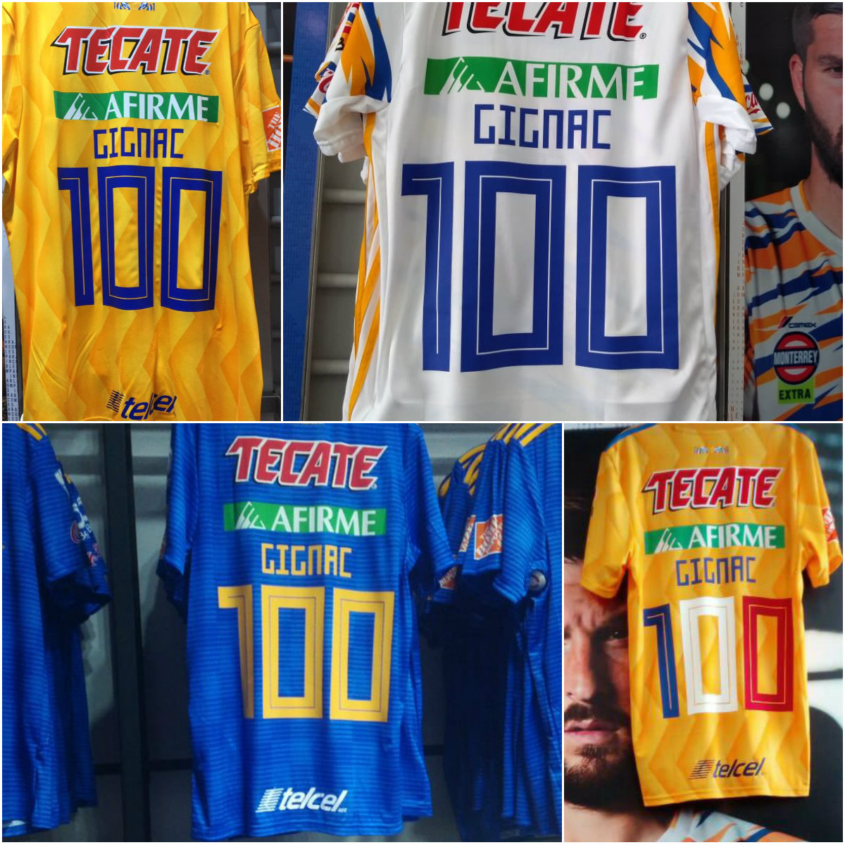 Dorsales conmemorativos por el gol 100 de Gignac (Twitter @TigreTiendaOfic)