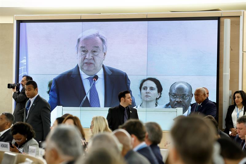 Antonio Guterres, durante la inauguración del encuentro de alto nivel de la 40ª sesión del Consejo de Derechos Humanos. (EFE)