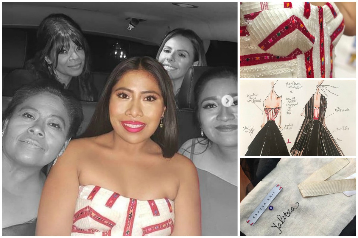 Yalitza Aparicio usó un vestido de una diseñadora mexicana para la fiesta después de los Oscar. (Instagram @elle_mexico)