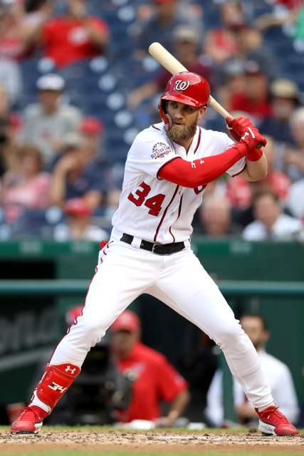 Bryce Harper en juego con los Nacionales de Washington (AFP)