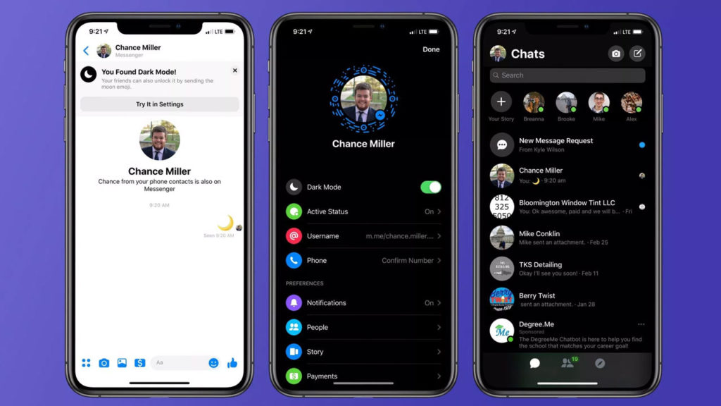 Facbook lanza el Modo Oscuro para Messenger. (Especial)