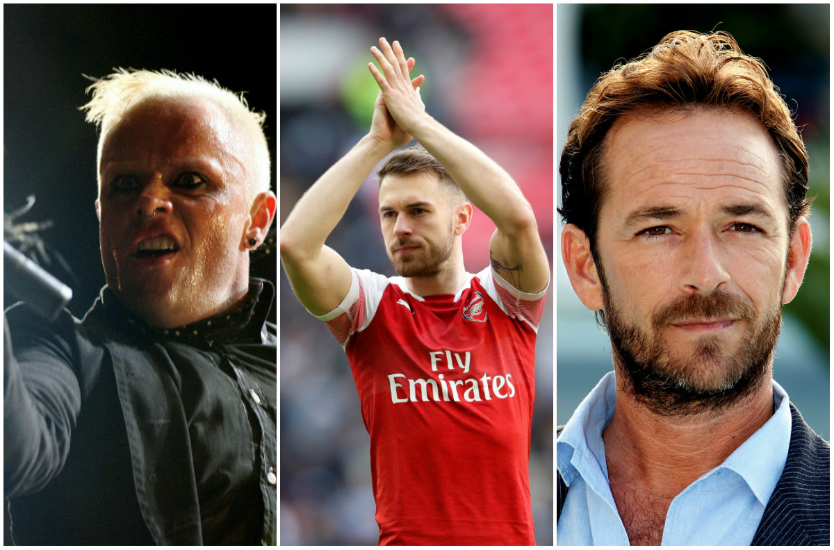 Keith Flint, Aaron Ramsey y Luke Perry (Reuters)