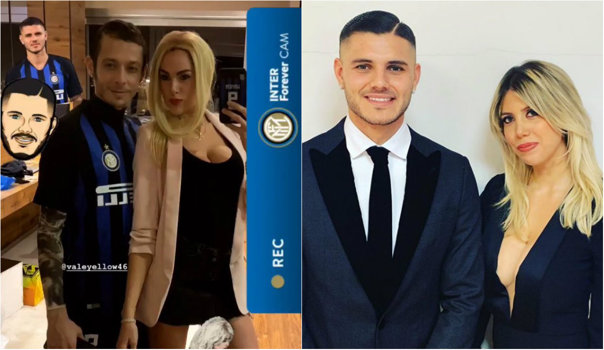 Valentino Rossi y su novia se disfrazan de Icardi y Wanda Nara (Instagram @mauroicardi / @francescasofianovello)